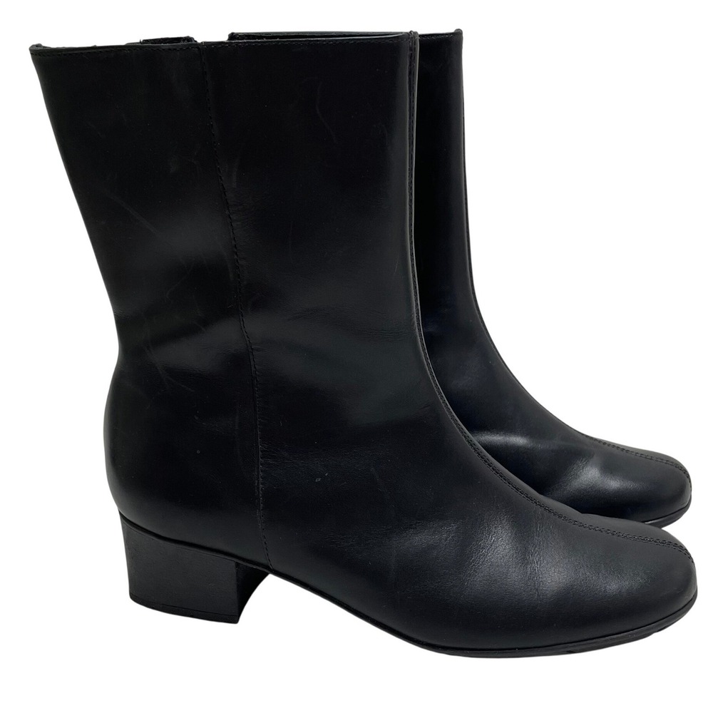Elites by‎ Walking Cradles Black Leather Mid Calf Boots 9W Brazil Witchy Granny